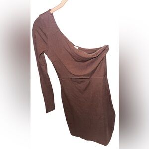 Oh Polly one shoulder long sleeve mini dress with key hole